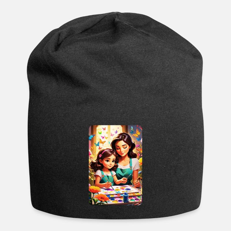 personalisiertes Design-Muttergeschenk - Jersey-Beanie - Schwarz