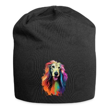 Chien de chien Afghan Afghan coloré - Bonnet en jersey - noir - Devant