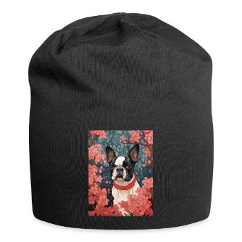 Boston Terrier Hund im anime japanische Kunst - Jersey-Beanie - Schwarz - Vorne