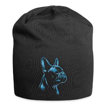 Französische Bulldogge blau - Jersey-Beanie - Schwarz - Vorne