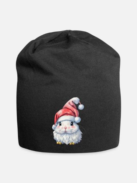 Niedliches Weihnachtskaninchen - Jersey-Beanie - Schwarz