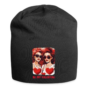 Valentinstag-Outfit für Sie und Sie in Liebe - Jersey-Beanie - Schwarz - Vorne