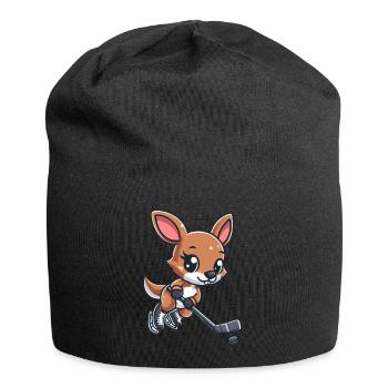 Känguru & Maus Eishockey - Ungewöhnliches Team auf - Jersey-Beanie - Schwarz - Vorne