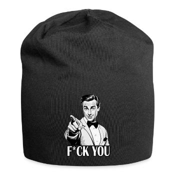 Retro Mann - FUCK YOU - Jersey-Beanie - Schwarz - Vorne