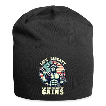 Life Liberty Pursuit of Gains Funny Workout Weight - Jersey Beanie - black - Front