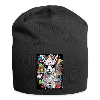 [MB] Cool llama from the block - Jersey Beanie - black - Front
