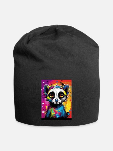[MB] Verliebtes Erdmännchen: Farbenfrohe Zuneigung - Jersey-Beanie - Schwarz