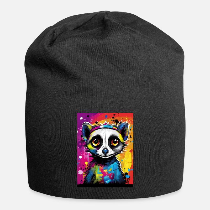 [MB] Verliebtes Erdmännchen: Farbenfrohe Zuneigung - Jersey-Beanie - Schwarz