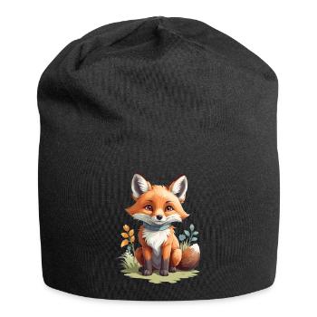 Mignon petit renard - Bonnet en jersey - noir - Devant