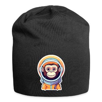 Monkey Astronaut Illustration - Jersey Beanie - black - Front
