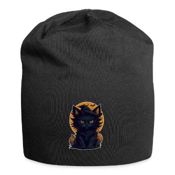 Katze Schwarze Katze Halloween - Jersey-Beanie - Schwarz - Vorne