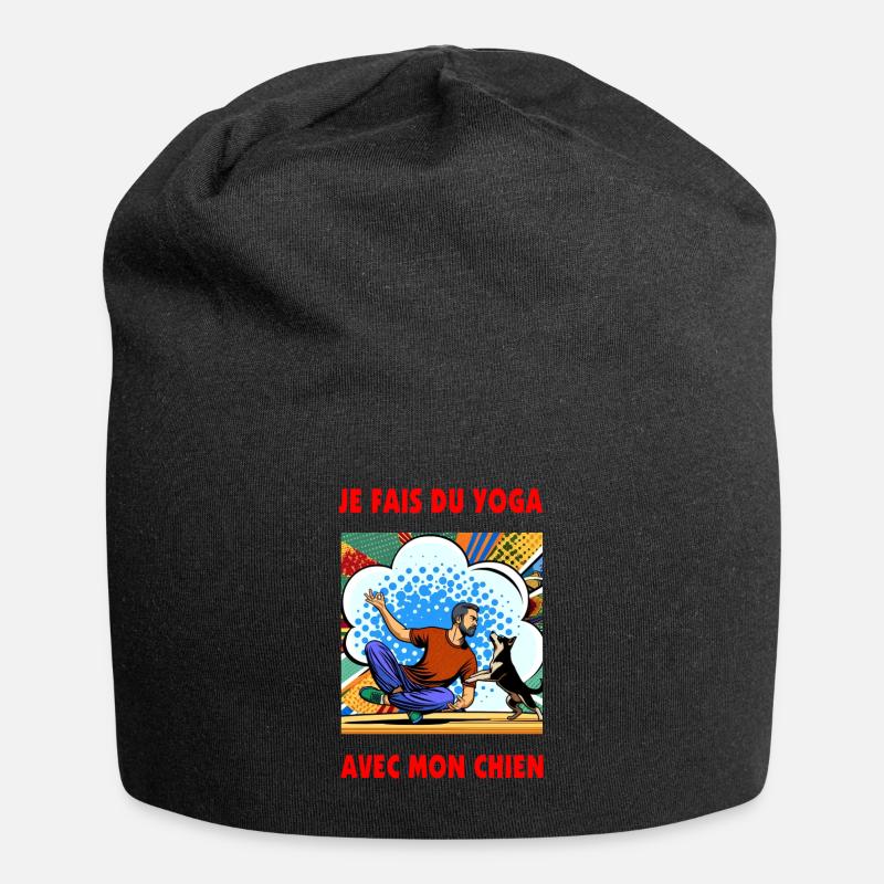 Je fais du yoga avec mon chien - Bonnet en jersey - noir