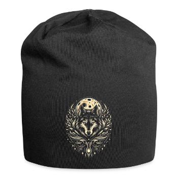 Loup au clair de lune - Bonnet en jersey - noir - Devant