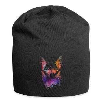 Bunte Katzen - Jersey-Beanie - Schwarz - Vorne