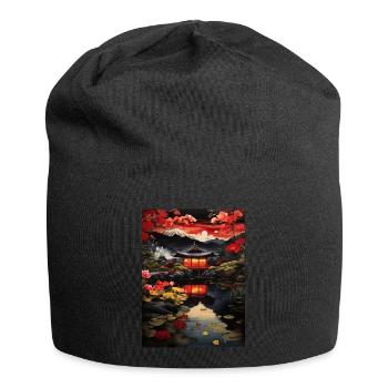 Peinture d’illustration d’art japonais - Bonnet en jersey - noir - Devant