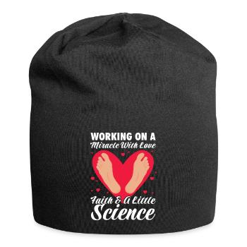 Working on a miracle with love faith and a little - Jersey Beanie - black - Front