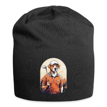 Hund Golfer Golfspieler Design Streetwear - Jersey-Beanie - Schwarz - Vorne