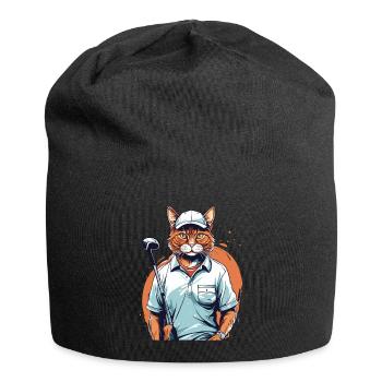 Golf Cat Handball Player Streetwear Design - Bonnet en jersey - noir - Devant