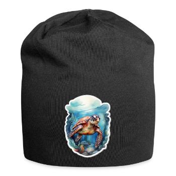 Meers Schildkröte unter Wasser - Jersey-Beanie - Schwarz - Vorne