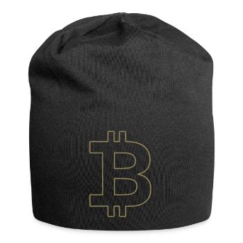 Bitcoin Logo Silhouette Digital Currency - Jersey Beanie - black - Front