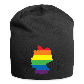 Étreinte de connexion arc-en-ciel, fierté heureuse - Bonnet en jersey - noir - Devant