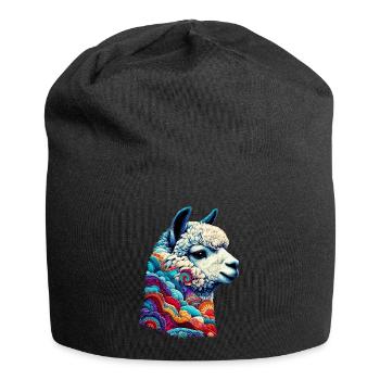 Alpaka - Jersey-Beanie - Schwarz - Vorne