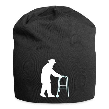 Rentner Opa Großvater Alt Opi Gehhilfe Hut Mantel - Jersey-Beanie - Schwarz - Vorne