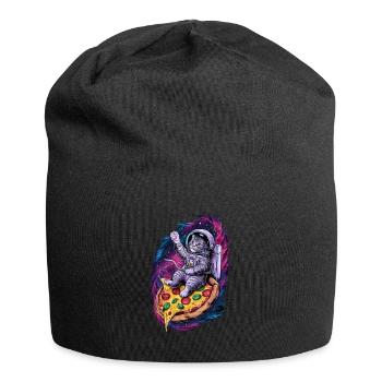 Space Cat on Pizza Galactic Journey - Jersey Beanie - black - Front