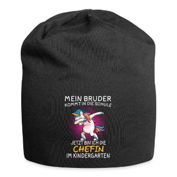 Mon frère commence l’école, maintenant c’est moi qui suis - Bonnet en jersey - noir - Devant