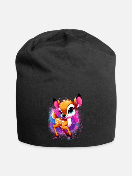 Rehbraun - Jersey-Beanie - Schwarz