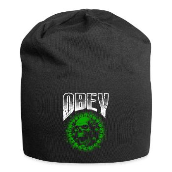 Obey Illustration Fett Grün Virus Schädel - Jersey-Beanie - Schwarz - Vorne