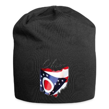 Ohio (United States) | Real Flag | Flag Map Script - Jersey Beanie - black - Front
