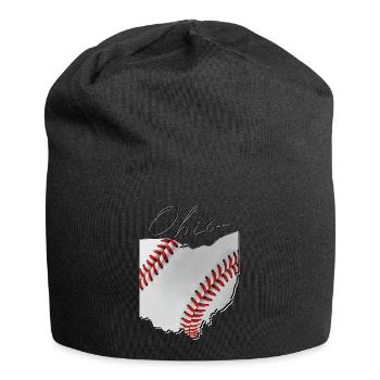 Ohio (États-Unis) | Vrai baseball | Script de carte - Bonnet en jersey - noir - Devant
