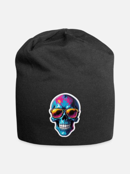 skull - Jersey Beanie - black