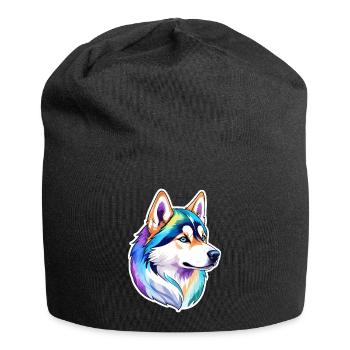 Husky de Sibérie Aquarelles - Bonnet en jersey - noir - Devant
