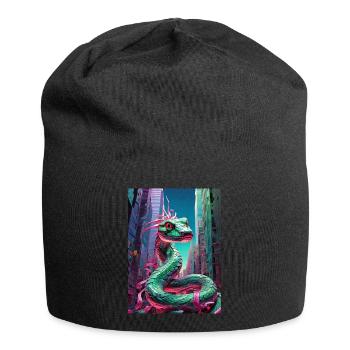 serpent sur la ville - Bonnet en jersey - noir - Devant