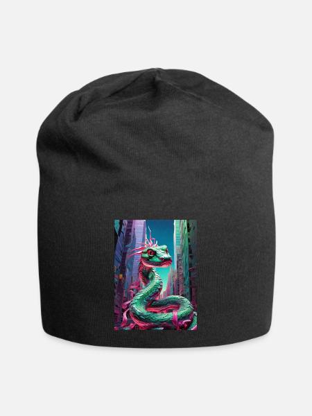 Snake over the city - Jersey Beanie - black