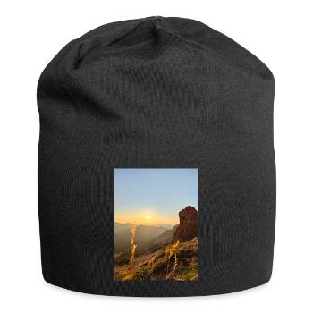 Sonnenuntergang - Jersey-Beanie - Schwarz - Vorne