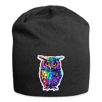 Cute Owl Kawaii Mascot - Jersey Beanie - black - Front