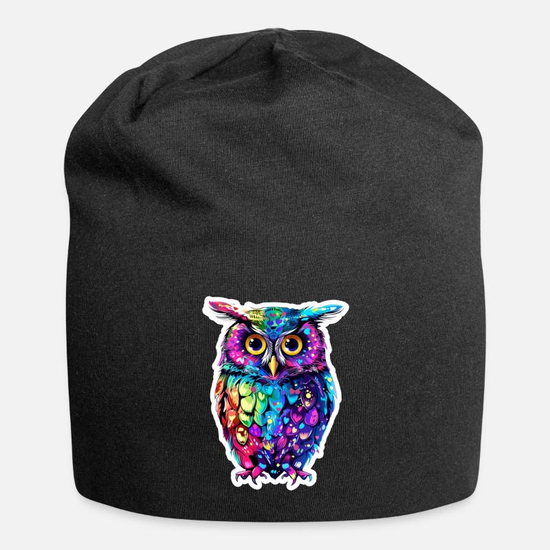 hibou mignon mascotte kawaii - Bonnet en jersey - noir