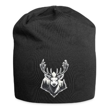 Hirschkopf Waldlandschaft - Jersey-Beanie - Schwarz - Vorne