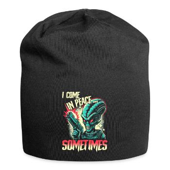 Je viens en paix... Sometimes - Rétro Alien Sci-fi - Bonnet en jersey - noir - Devant