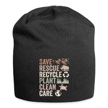 Speichern Retten Recyceln Anlage Saubere Pflege | Tag der Erde - Jersey-Beanie - Schwarz - Vorne