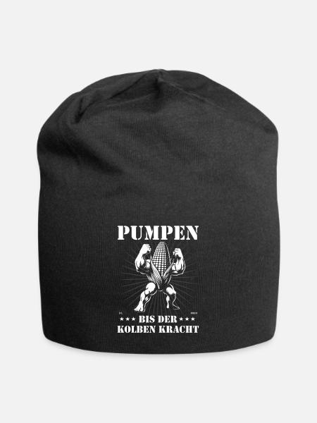 Pumpen bis der Kolben kracht – Lustiges Bodybuildi - Jersey-Beanie - Schwarz