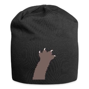 Katzen Klauen Pfoten Tatzen Krallen Silhouette - Jersey-Beanie - Schwarz - Vorne