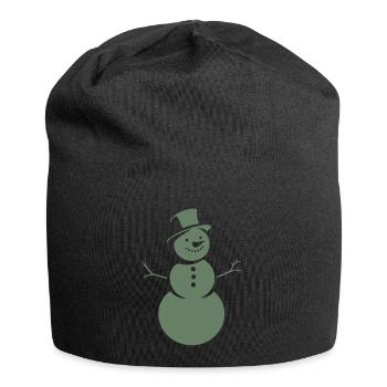 Minimalist silhouette of a snowman - Jersey Beanie - black - Front