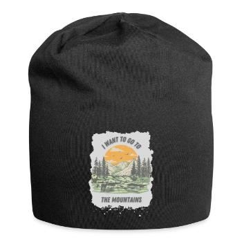 Berge, ich will in die Berge - Jersey-Beanie - Schwarz - Vorne