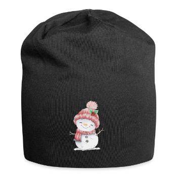 Bonhomme de neige joyeux - Bonnet en jersey - noir - Devant