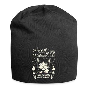 Frohe Weihnachten, ich will heute Abend nicht streiten - Jersey-Beanie - Schwarz - Vorne