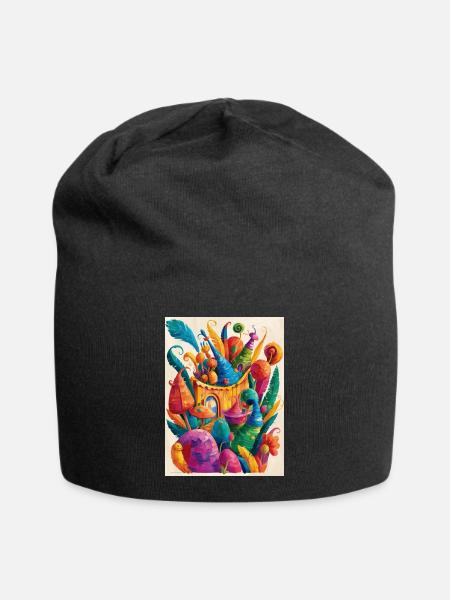 "Magical World of Colorful Wonders" - Jersey Beanie - black